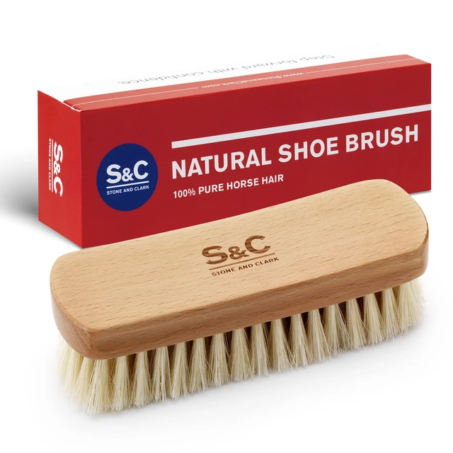 Alt view image 5 of 5 - Premium Beige Horse Hair Brush - Horse Hair Shoe Brushes for Polishing, Cleaning & Buffing Leather Shoes - Boot Brush with Soft Bristles, Comfy Grip - Shoe Polish Brush Made of Beech Wood