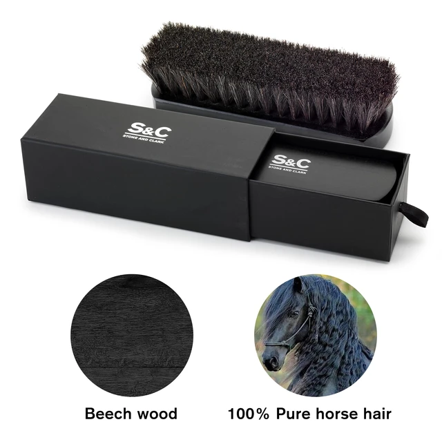 Alt view image 6 of 7 - Premium Horsehair Shoe Polish Brush Handcrafted Beechwood Shoe Brush for Shine and Buffing Luxurious Shoe Shine Brush with Soft Horsehair Bristles (Black)