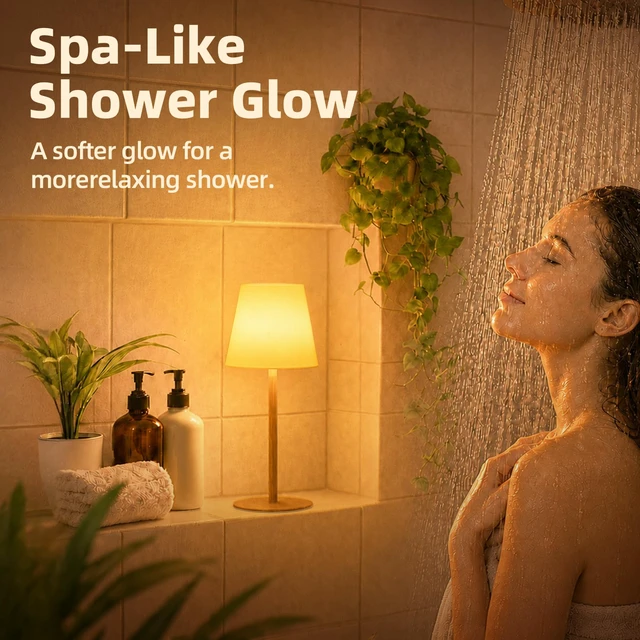 Alt view image 2 of 7 - Spa-Like Shower Lamp IP65 Waterproof Bathroom Lamp, Rechargeable Cordless Mood Light, 3 Color Temps for Relaxing Bathroom & Bathtub Experience (1 Pack)