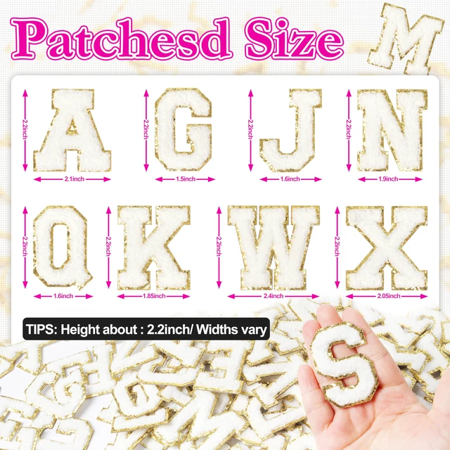 Alt view image 2 of 6 - Self-Adhesive Chenille Letters Patches: 104PCS White Preppy Patch | Letter Stickers Patches for Clothing Jackets Jeans Backpacks - Embroidered Cheille Initial Patch for DIY Decor