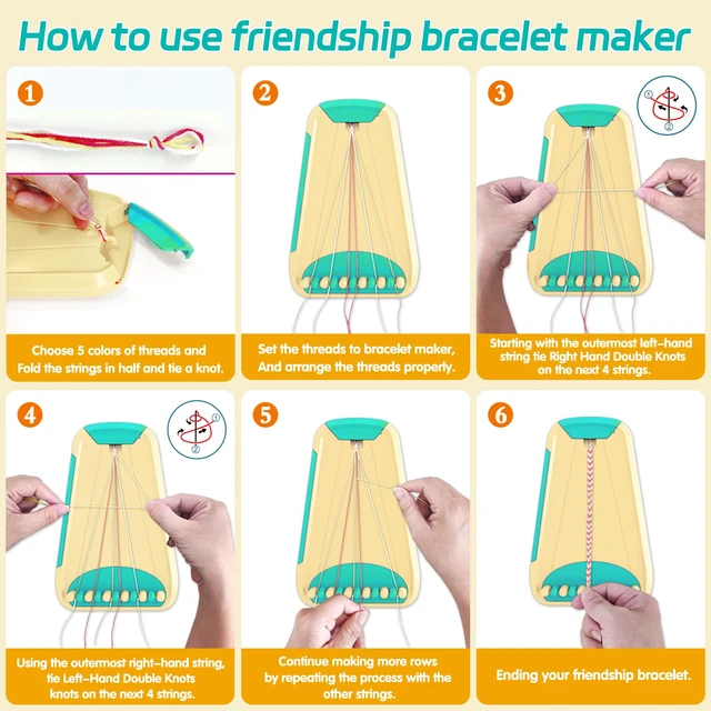 Alt view image 5 of 7 - Friendship Bracelet Making Kit for Girls 8-12, 28 Pre-Cut Threads | 14 Colors, 100 Letter Beads, Hidden Storage Tray, Screen-Free Travel Craft for Kids & Teens