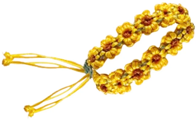 Main image of Sunflower String Bracelet Handmade Flower Braided Jewelry Gift YE | Summer Beach Boho Bohemian Surfer Cute Aesthetic Lightweight Adjustable Friendship Waterproof Woven Rope Anklet for Women