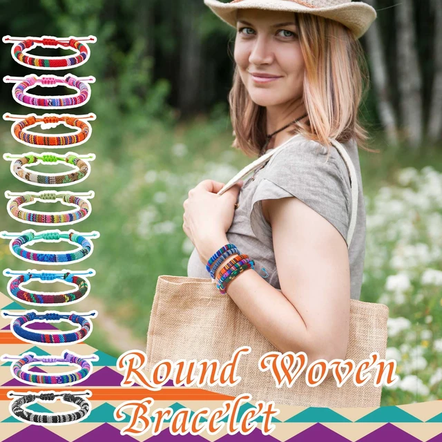 Alt view image 7 of 7 - 48 Pcs Friendship Bracelets Bulk, Boho Adjustable Woven Bracelets | for Women Men, Colorful Hippie Party Favor Friends Gifts for Coworkers, Birthday, Beach Vacation, Christmas Stocking Stuffers