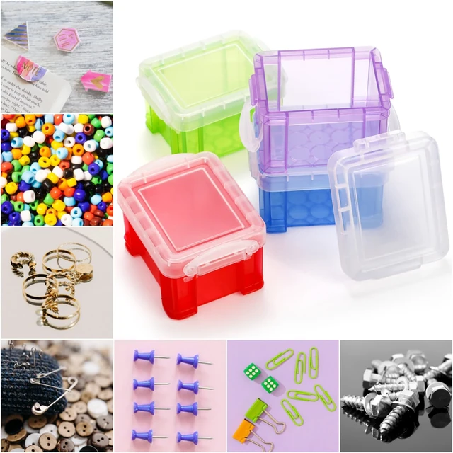 Alt view image 7 of 7 - 24 Pack Mini Plastic Storage Bins with Lid, 3.3"×2.6"×2" Clear Latch Small Storage Box, Stackable Organizer Container for Crafts, Jewelry Beads, Office Supplies, 8 Colors