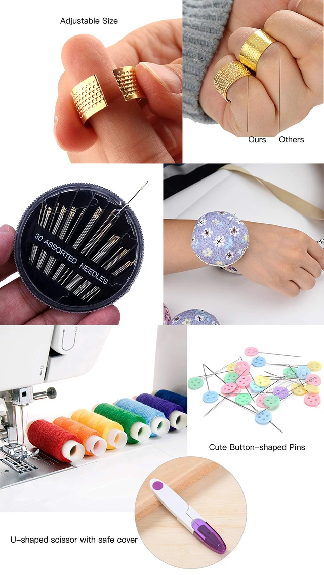 Alt view image 6 of 7 - Wooden Sewing Kit Box with Cute Sewing Accessories, Sewing Basket Kit for Adults Beginners Kids Girls, Home Hand Sewing Starter Kit