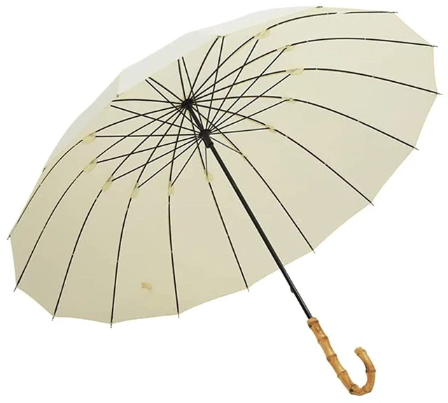 Main image of Bamboo Stick Umbrella Auto Open Solid Color Fashionable and Simple 190T 16 Ribs,KS08 Green