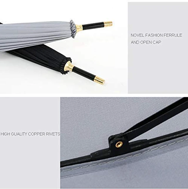 Alt view image 3 of 7 - Bamboo Stick Umbrella Auto Open Solid Color Fashionable and Simple 190T 16 Ribs,KS08 Green