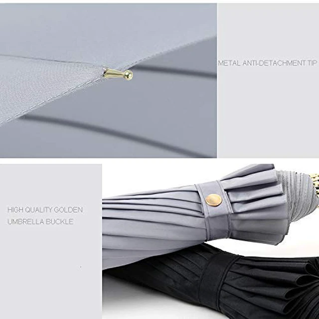 Alt view image 6 of 7 - Bamboo Stick Umbrella Auto Open Solid Color Fashionable and Simple 190T 16 Ribs,KS08 Green
