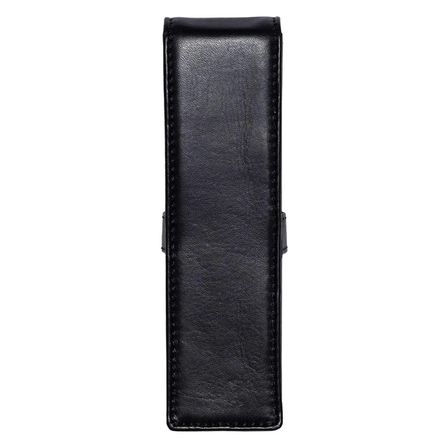 Alt view image 2 of 7 - Leather Double Pen Case Pencil Pouch Holder for Two Fountain Ballpoint Rollerball Pens and Pencils (Black)