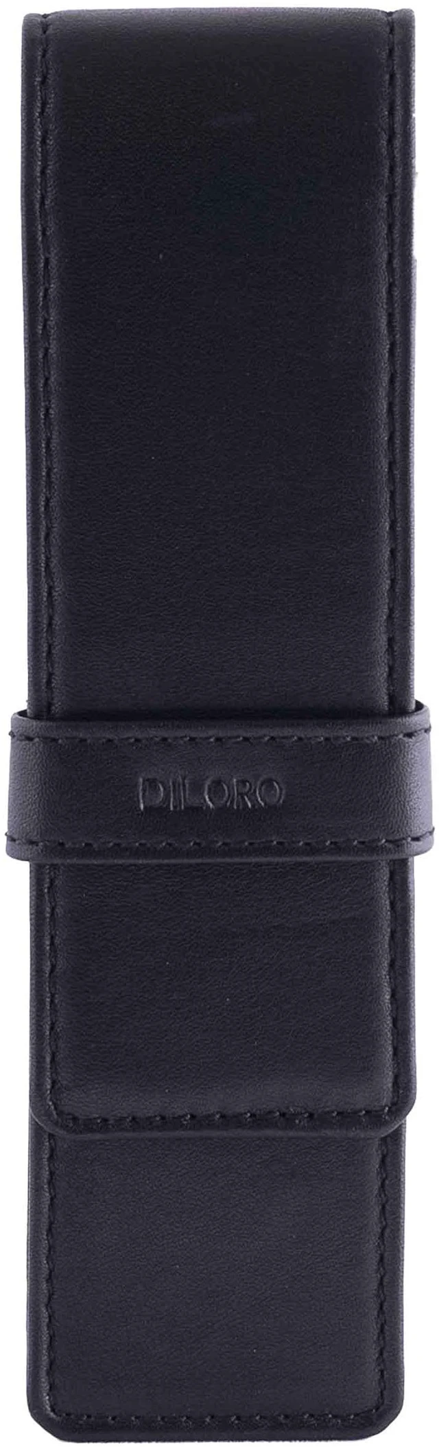 Main image of Leather Double Pen Case Pencil Pouch Holder for Two Fountain Ballpoint Rollerball Pens and Pencils (Black)