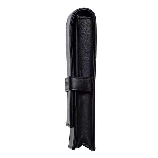 Alt view image 4 of 7 - Leather Double Pen Case Pencil Pouch Holder for Two Fountain Ballpoint Rollerball Pens and Pencils (Black)