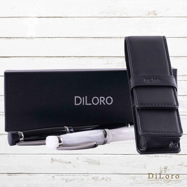 Alt view image 5 of 7 - Leather Double Pen Case Pencil Pouch Holder for Two Fountain Ballpoint Rollerball Pens and Pencils (Black)