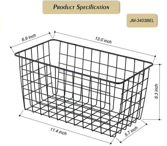 Alt view image 2 of 7 - 2 PackExtra LargeHanging Kitchen Basket,Wire Storage Basket,with Traceless Tape and 3M High-Strength Plastic Hooks,no Drilling,for Cabinet Storage,Kitchen,Bathroom,Storage Room,large capacity