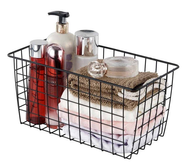 Alt view image 5 of 7 - 2 PackExtra LargeHanging Kitchen Basket,Wire Storage Basket,with Traceless Tape and 3M High-Strength Plastic Hooks,no Drilling,for Cabinet Storage,Kitchen,Bathroom,Storage Room,large capacity