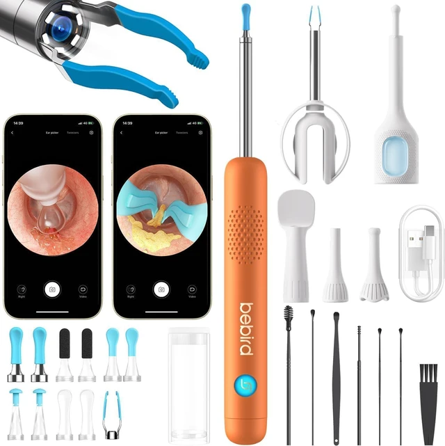Main image of R1 Ultra Ear Wax Removal Tweezers: 1296P HD Ear Camera Cleaner IP67 | FSA/HSA Painless Tweezers & Visual Dropper Tool, Help Remove Various Earwax with 11 Tips, 3-Piece Slicone ENT Home Check Kits