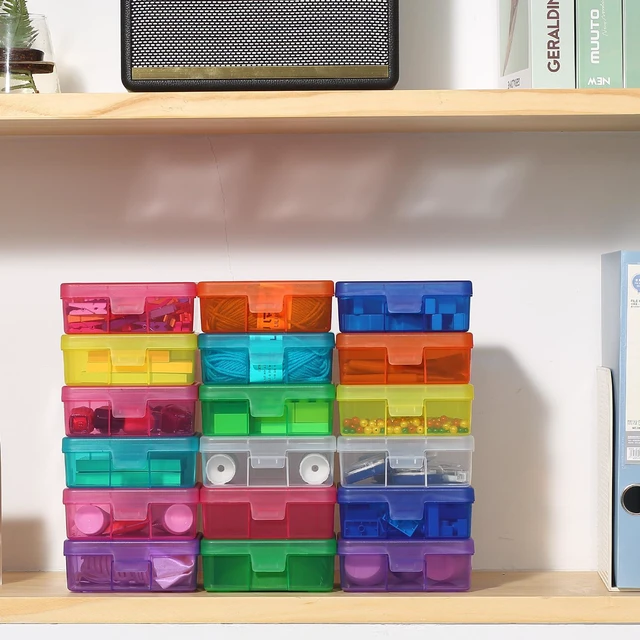 Alt view image 5 of 7 - Plastic Small Storage Containers for Organizing, Mini Tote Box | 18 Pack, Small Color, Task Boxes for Special Education, Board Game Storage Containers, Balloon Storage Organizer