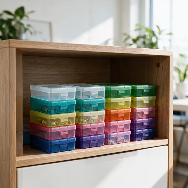 Alt view image 7 of 7 - Plastic Small Storage Containers for Organizing, Mini Tote Box | 18 Pack, Small Color, Task Boxes for Special Education, Board Game Storage Containers, Balloon Storage Organizer