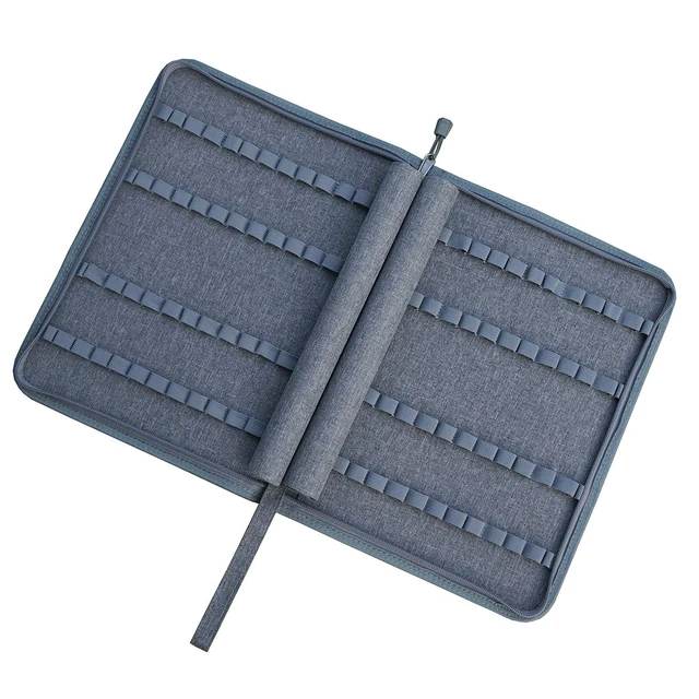Alt view image 4 of 7 - 48 Fountain Pen Case Gray Organizer Bag, Waterproof Canvas Pen Display Holder with YKK zipper