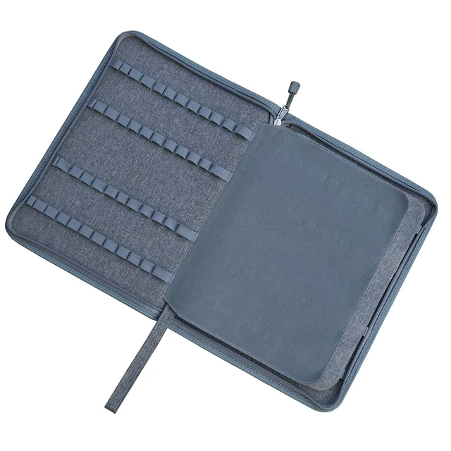 Alt view image 6 of 7 - 48 Fountain Pen Case Gray Organizer Bag, Waterproof Canvas Pen Display Holder with YKK zipper