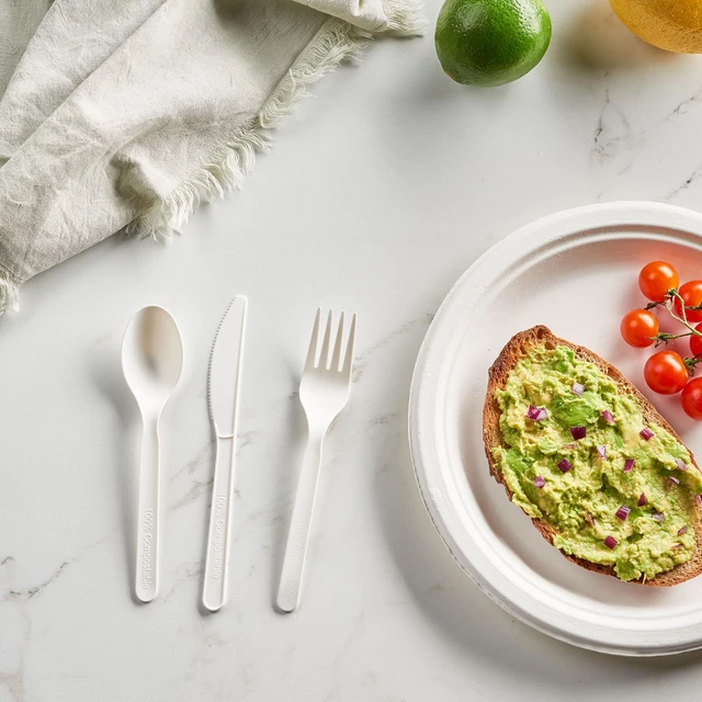 Alt view image 3 of 7 - 100% Compostable PLA Combo Cutlery Set 400 Pcs