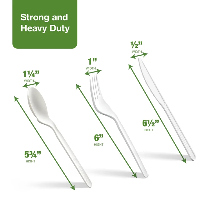 Alt view image 5 of 7 - 100% Compostable PLA Combo Cutlery Set 400 Pcs