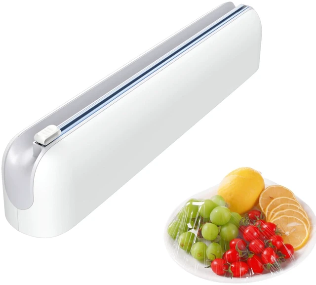 Main image of Aluminum Foil & Plastic Wrap Dispenser with Cutter - Easy One-Hand Operation, Space-Saving Kitchen Organizer for Worktops & Cabinets, Magnetic Cling Film Dispenser - Fits 12" Rolls, Gray