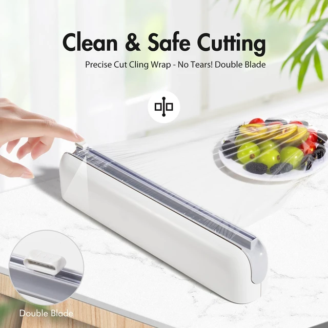 Alt view image 2 of 7 - Aluminum Foil & Plastic Wrap Dispenser with Cutter - Easy One-Hand Operation, Space-Saving Kitchen Organizer for Worktops & Cabinets, Magnetic Cling Film Dispenser - Fits 12" Rolls, Gray