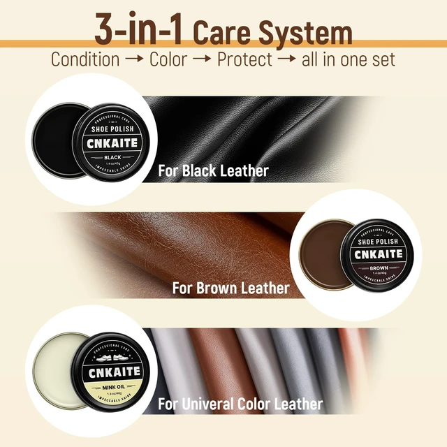 Alt view image 6 of 7 - 11PCS Shoe Polish Kit with Leather Storage Case Shoe Shine Kit Gift for Men | 4 Horsehair Shoe Brushes, Mink Oil, Black & Brown Shoe Polish, 3 Shine Cloths for Dress Shoes & Leather Boots Travel