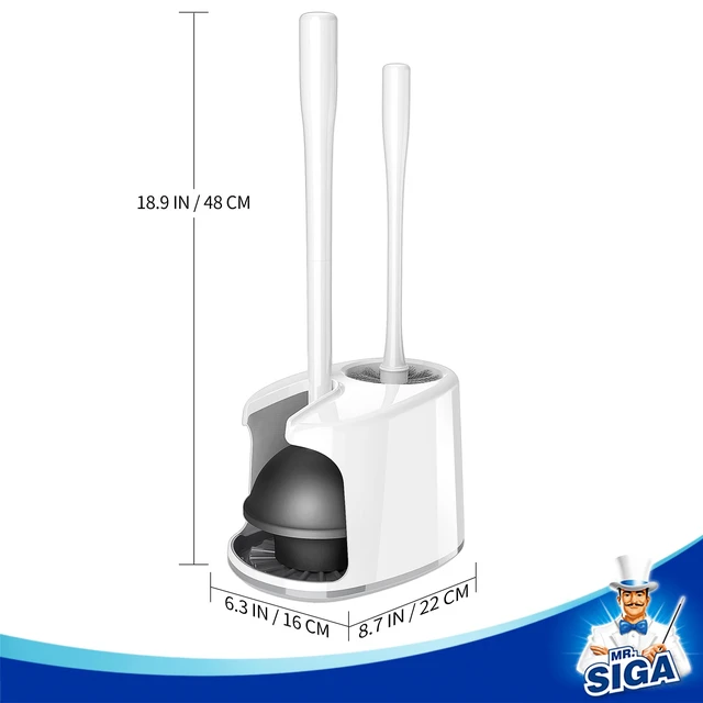 Alt view image 2 of 7 - Toilet Plunger and Brush with Holder for Toilet Cleaning, White | Heavy duty toilet brush and plunger set, plunger toilet brush combo