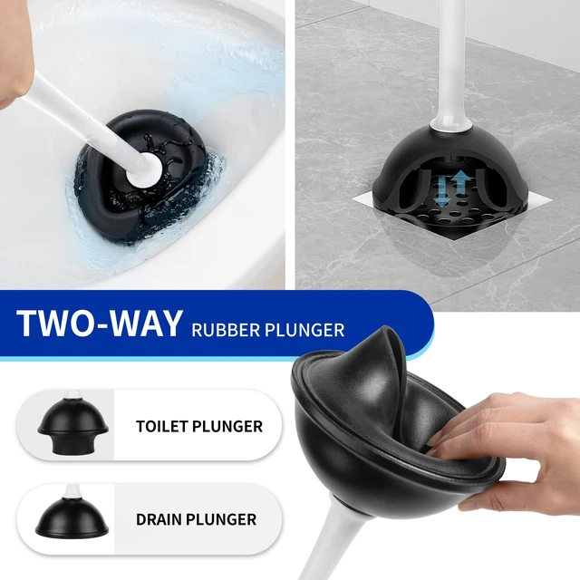 Alt view image 6 of 7 - Toilet Plunger and Brush with Holder for Toilet Cleaning, White | Heavy duty toilet brush and plunger set, plunger toilet brush combo