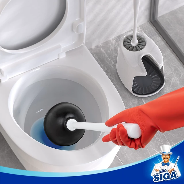 Alt view image 7 of 7 - Toilet Plunger and Brush with Holder for Toilet Cleaning, White | Heavy duty toilet brush and plunger set, plunger toilet brush combo
