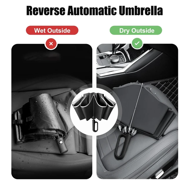 Alt view image 7 of 7 - Ring Buckle Fully Automatic Umbrella, Reflective Safety Strip, Sturdy Windproof, Reverse Automatic, Travel Portable, Compact Folding (Blue)