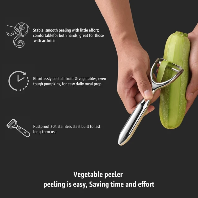 Alt view image 2 of 7 - Y-Shaped Stainless Steel Vegetable Peeler for Potato Carrot Cucumber | Dishwasher Safe, Dual-Sided Ultra-Sharp swivel Blade, Ergonomic Handle Reduces Fatigue for Kitchen Food Preparation