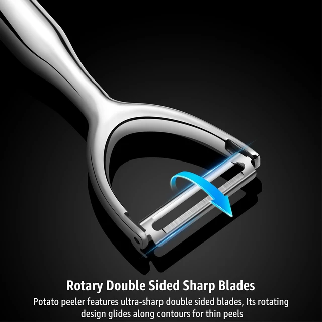 Alt view image 5 of 7 - Y-Shaped Stainless Steel Vegetable Peeler for Potato Carrot Cucumber | Dishwasher Safe, Dual-Sided Ultra-Sharp swivel Blade, Ergonomic Handle Reduces Fatigue for Kitchen Food Preparation