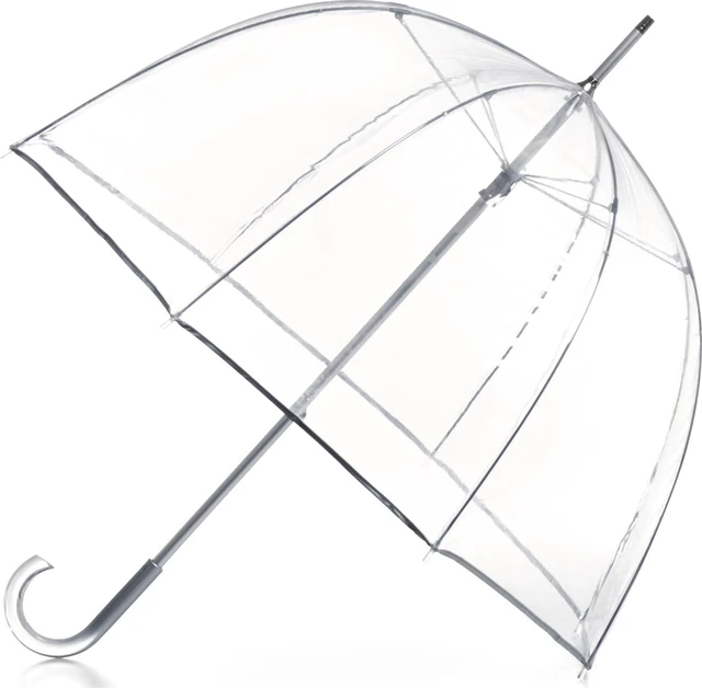 Main image of Signature Clear Bubble, Rain & Windproof Umbrella - Perfect for Weddings, Travel and Outdoor Events - Curved Handle with Deluxe Finish, in Transparent or Colorful Design Options