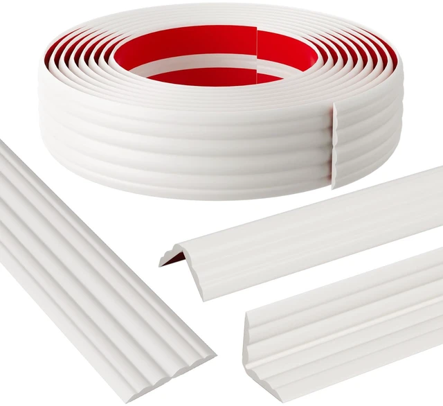 Main image of Wall Corner Protector Molding Trim, 1.6 in x 20 ft, White | Edge Guard, Peel and Stick Flexible Trim Molding for Inside & Outside Corners, Wall, Countertop