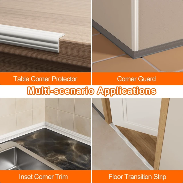 Alt view image 4 of 7 - Wall Corner Protector Molding Trim, 1.6 in x 20 ft, White | Edge Guard, Peel and Stick Flexible Trim Molding for Inside & Outside Corners, Wall, Countertop