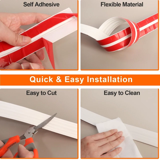 Alt view image 5 of 7 - Wall Corner Protector Molding Trim, 1.6 in x 20 ft, White | Edge Guard, Peel and Stick Flexible Trim Molding for Inside & Outside Corners, Wall, Countertop