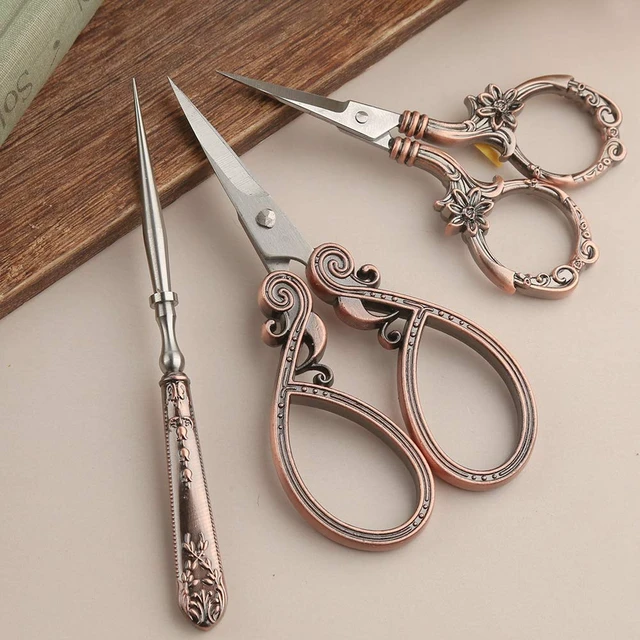 Alt view image 4 of 7 - Embroidery Scissors Kits Include 2 Pairs Vintage Scissors | European Style Sewing Tools With Sewing Needle Case, Thimble, Threader, Complete Sewing Kit for Embroidery (Red Copper)
