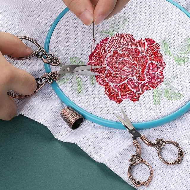 Alt view image 5 of 7 - Embroidery Scissors Kits Include 2 Pairs Vintage Scissors | European Style Sewing Tools With Sewing Needle Case, Thimble, Threader, Complete Sewing Kit for Embroidery (Red Copper)