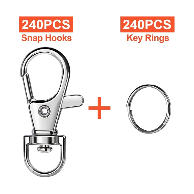 Alt view image 2 of 7 - 480PCS Lobster Claw Clasps and Key Rings, Keychain Making Kit - 240PCS Keychain Clips and 240PCS Key Chain Ring, Split Rings, for Key Chains, Crafts, Lanyard, Key, Jewelry Making