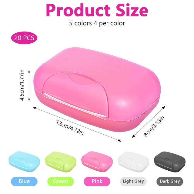 Alt view image 3 of 7 - 20 Pcs Portable Travel Soap Dish with Lid, Plastic, Rectangular, Colorful, Soap Bar Holders