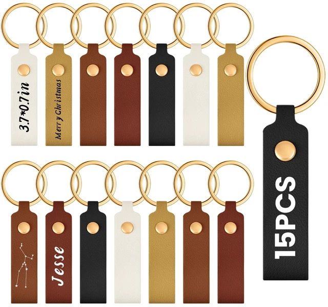 Main image of 100 Pcs Leather Keychain Blanks, 3.7 x 0.7 Inches, Colorful | Includes Metal Key Rings, Ideal for Laser Engraving Projects, Durable Faux Leather Tags for DIY Crafts and Custom Gifts