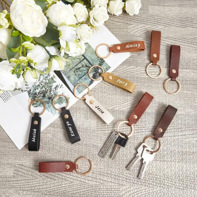 Alt view image 3 of 7 - 100 Pcs Leather Keychain Blanks, 3.7 x 0.7 Inches, Colorful | Includes Metal Key Rings, Ideal for Laser Engraving Projects, Durable Faux Leather Tags for DIY Crafts and Custom Gifts