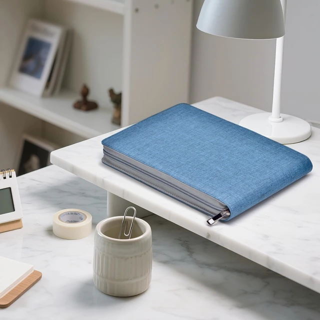 Alt view image 6 of 7 - 24 Fountain Pen Case Blue Organizer Bag - Premium Waterproof Canvas Pen Display Holder, Individual Slot Zippered Style Storage Case