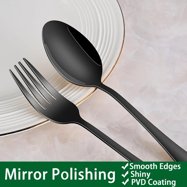 Alt view image 3 of 7 - 30 PCs Flatware Sets,Black Stainless Steel Silverware Sets Service For 6 Person,Durable Cutlery Sets For Home,Party,Restaurant,Tableware Cutlery Sets