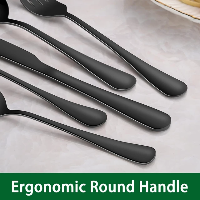 Alt view image 4 of 7 - 30 PCs Flatware Sets,Black Stainless Steel Silverware Sets Service For 6 Person,Durable Cutlery Sets For Home,Party,Restaurant,Tableware Cutlery Sets