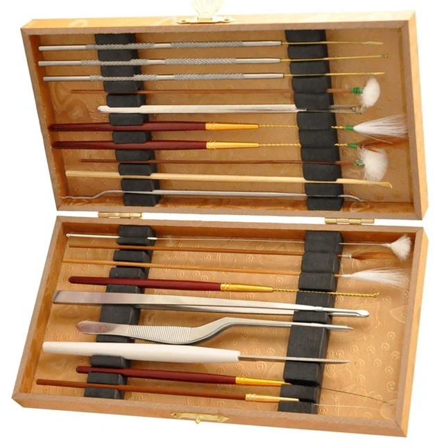 Alt view image 2 of 5 - Multifunction Ear Pick Cleaning Set Ear Wax Removal Cleaner,Beauty Tools Kit (19pcs a Set with Wooden Box)