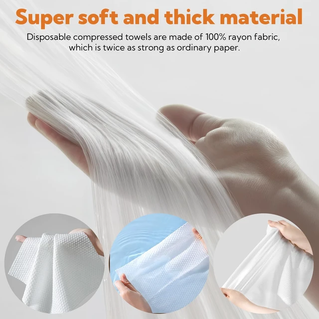 Alt view image 6 of 7 - 224 Pack Disposable Compressed Towels, Travel Washcloth Tablets | Disposable Washcloths for Travel, Camping, Gym Salon Individually Walled Compressed Towel Tablets