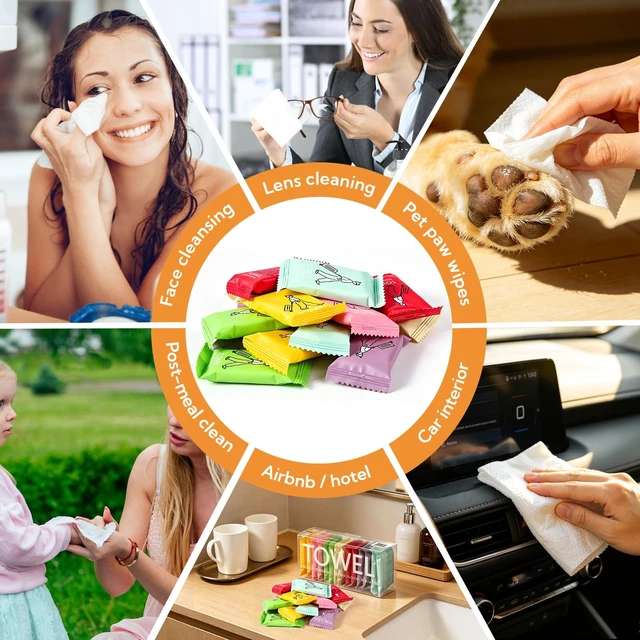 Alt view image 7 of 7 - 224 Pack Disposable Compressed Towels, Travel Washcloth Tablets | Disposable Washcloths for Travel, Camping, Gym Salon Individually Walled Compressed Towel Tablets